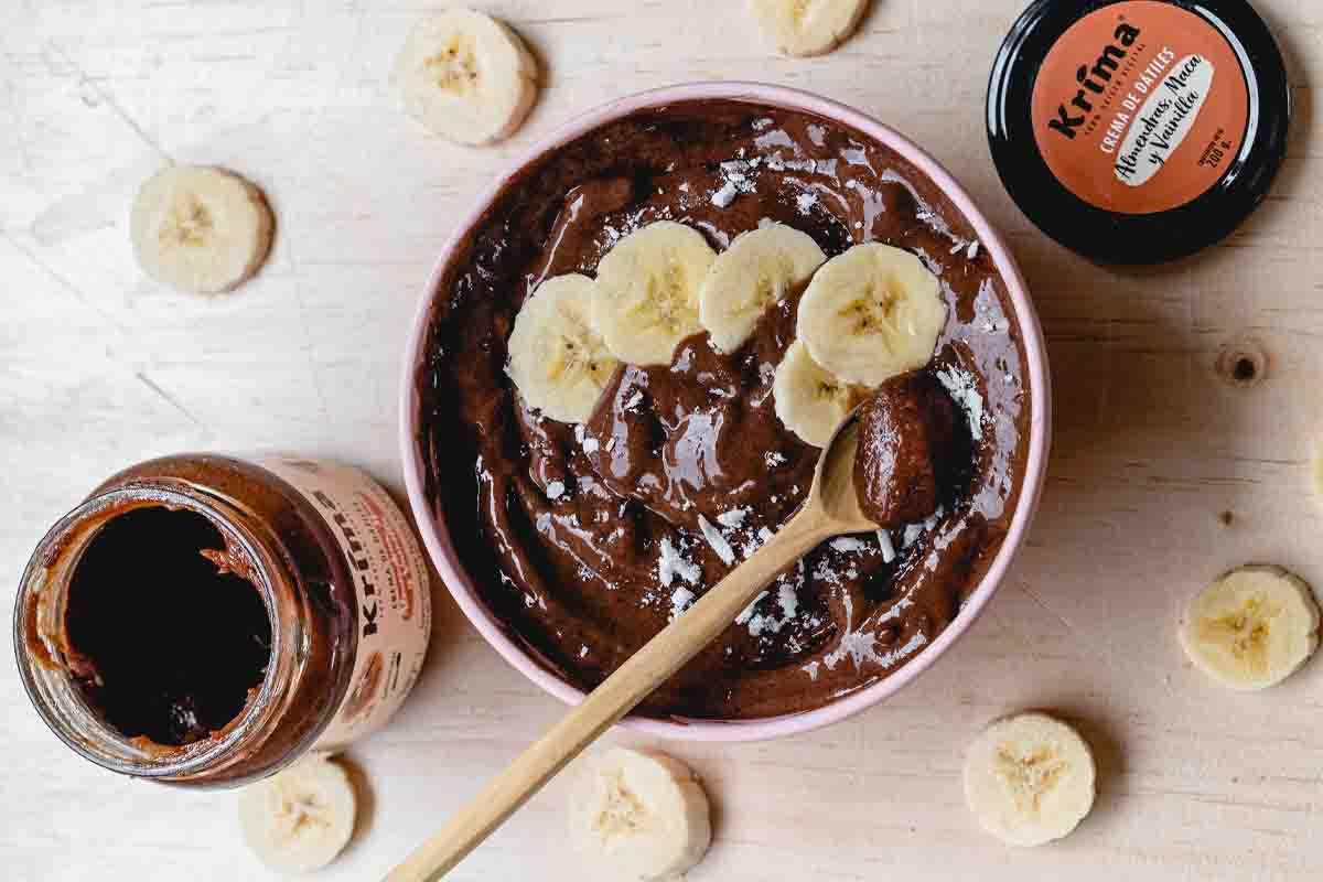 Helado de Banano y Chocolate con Crema Dulce de Dátiles - Krima