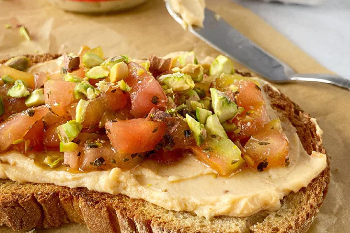 Bruschetta italiana vegana con queso crema Krima - Krima