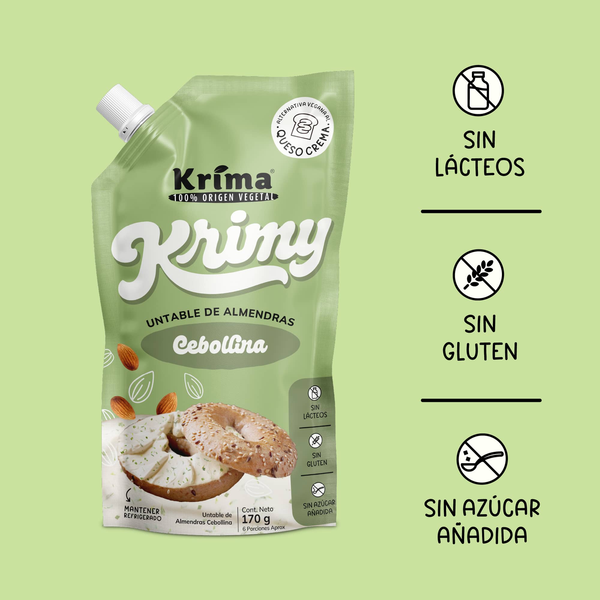 Queso Crema de Almendras Krimy Cebollina 170g