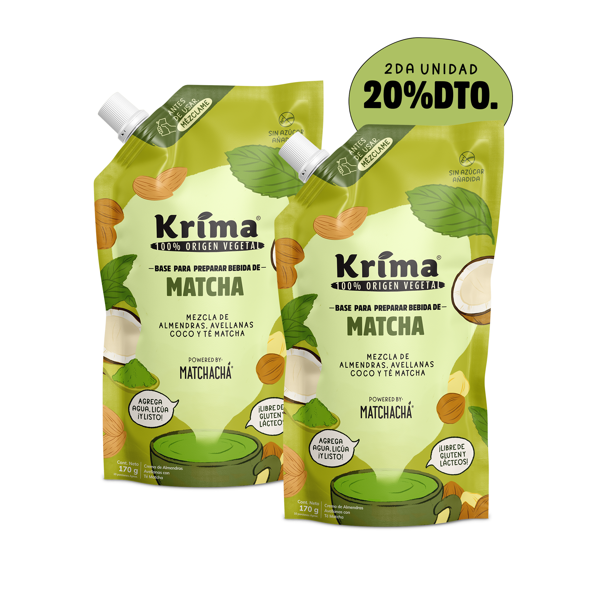 Combo Matcha Lover: 2 Bases de Almendras & Té Matcha