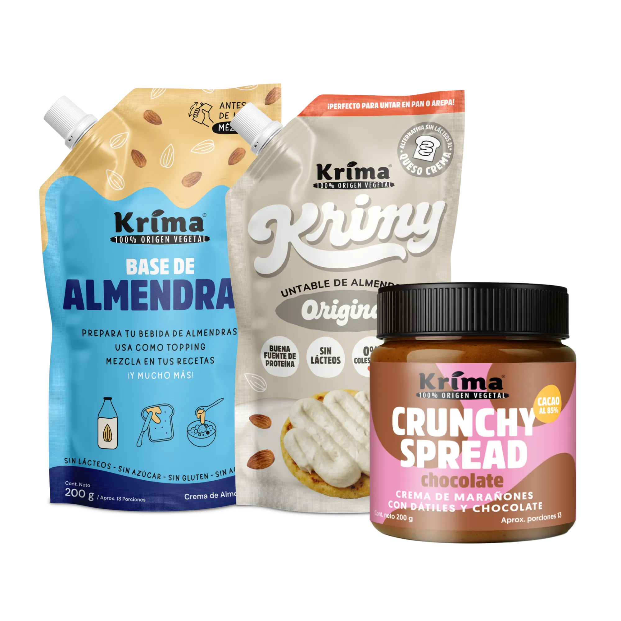 Combo Best Sellers: Base nueces 200g + Queso crema Krimy 170g + Crunchy Spread 200g