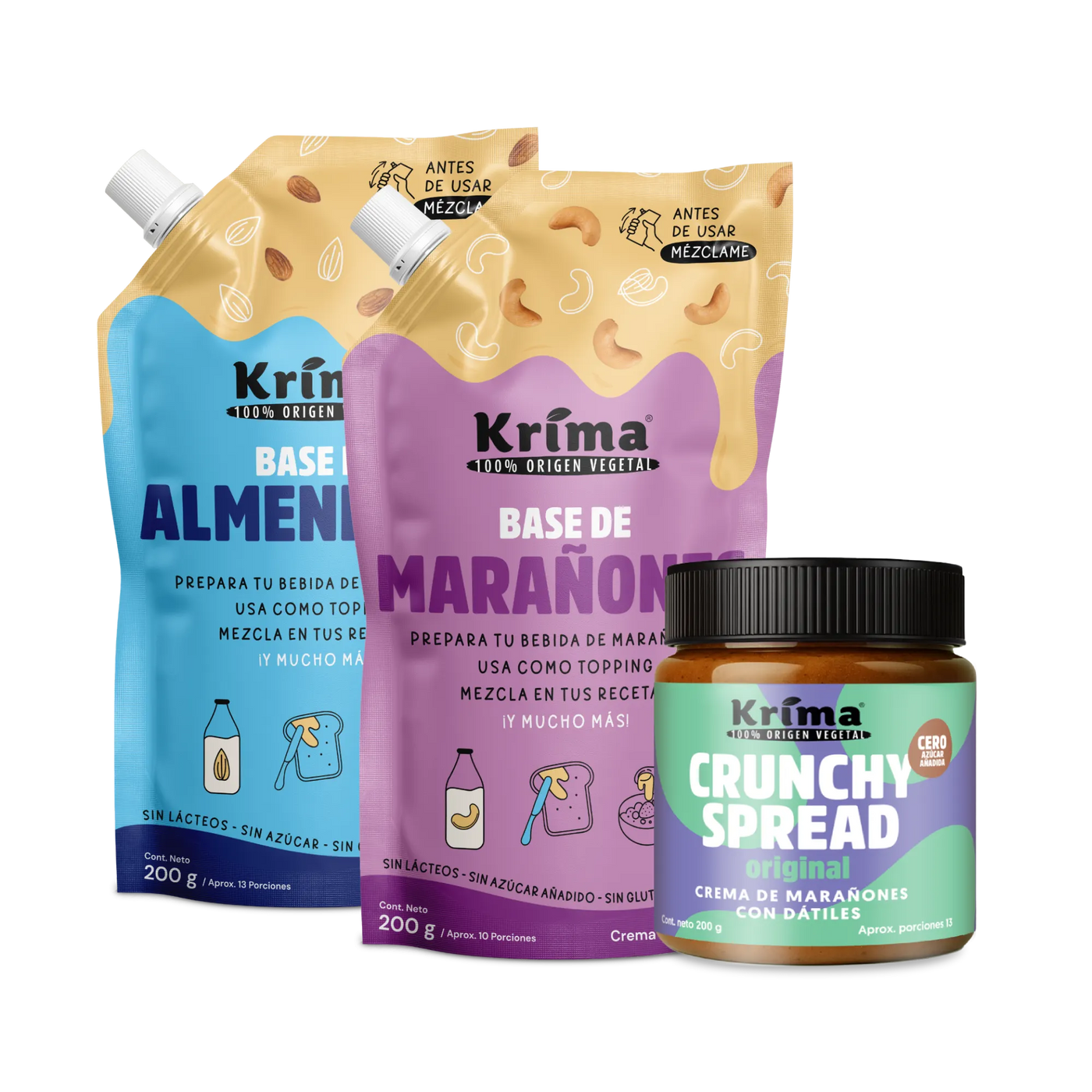 Combo Evolución: 2 Bases de nueces 200g + 1 Crunchy Spread 200g