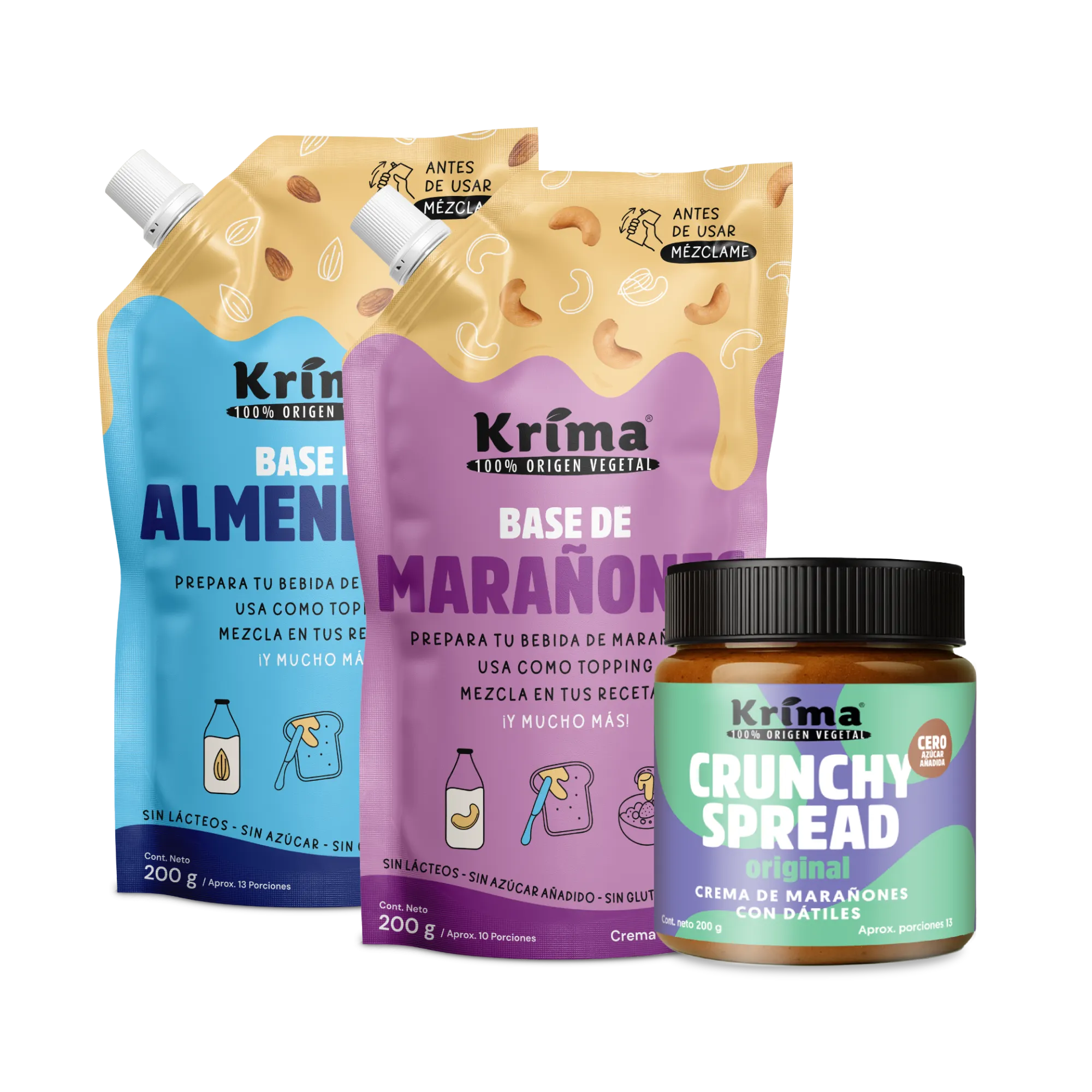 Combo Evolución: 2 Bases de nueces 200g + 1 Crunchy Spread 200g