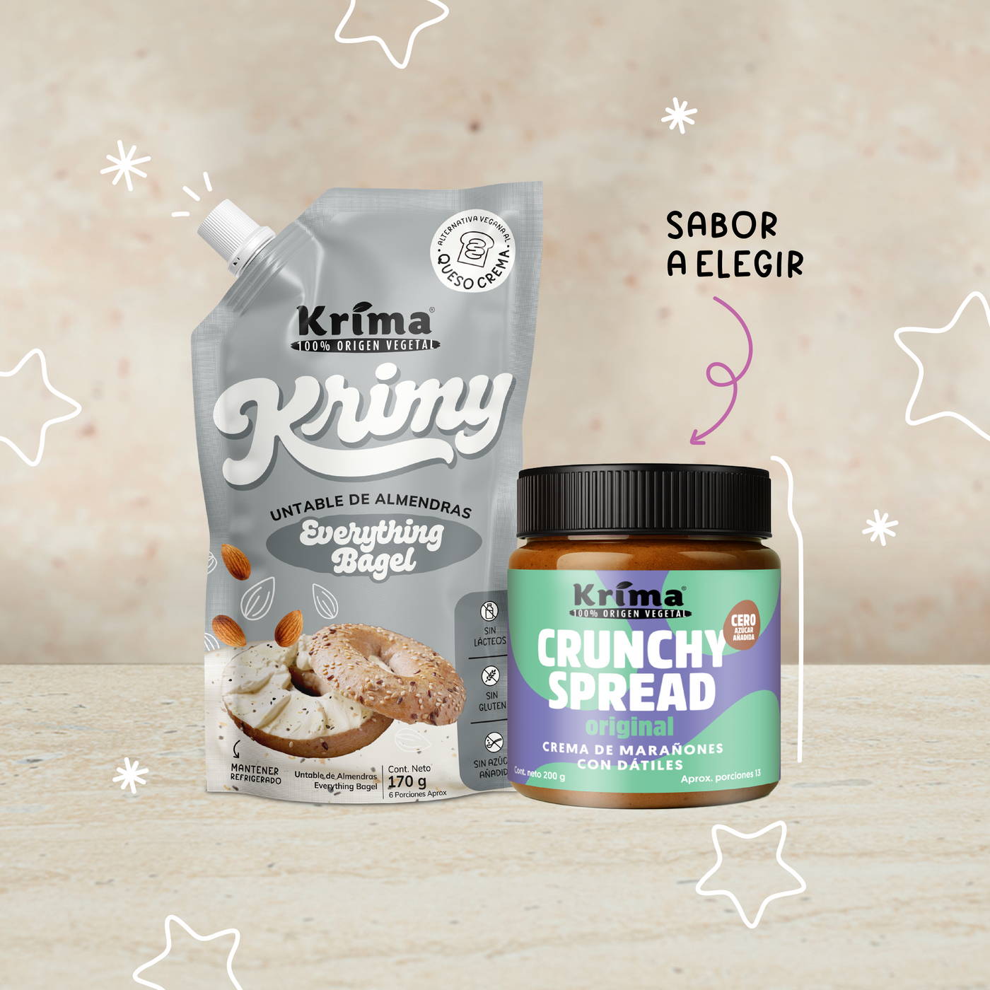 Combo dulce navidad: Queso Crema Everything Bagel+ Crunchy Spread 200gr