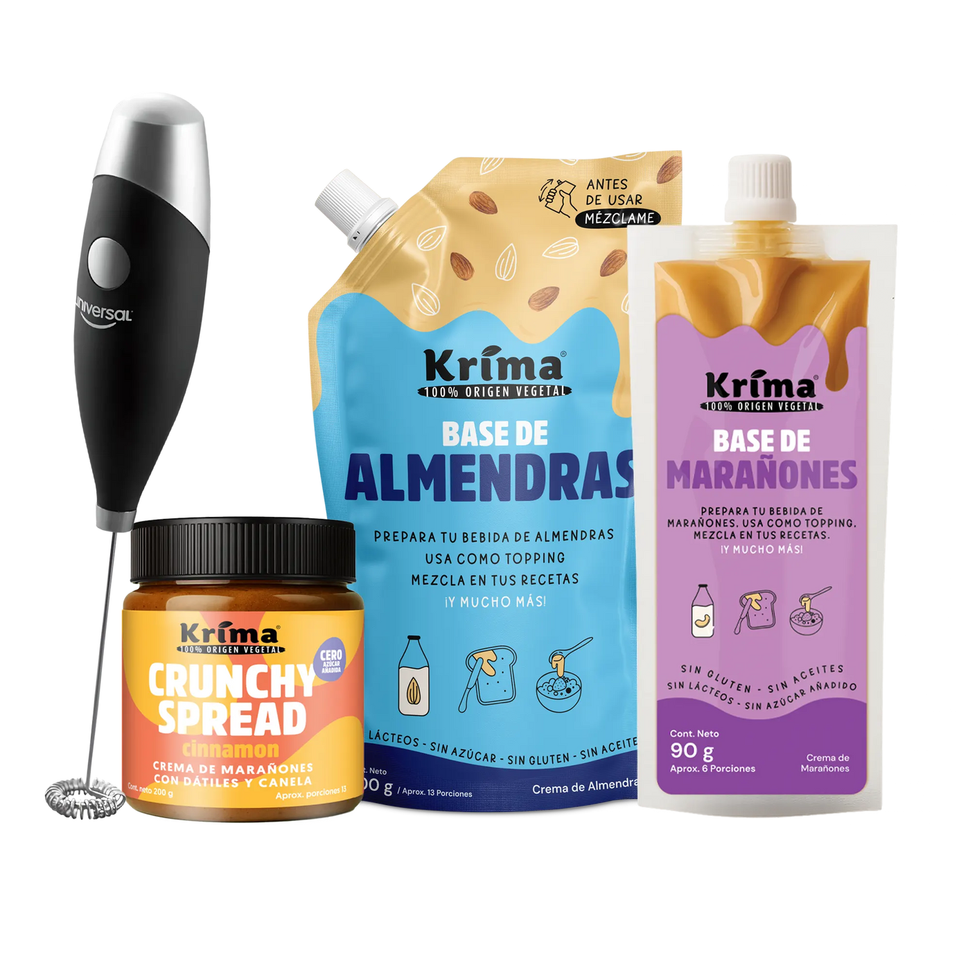 Combo navidad: Batidor + Base 200gr + Crunchy 200gr + Base 90gr