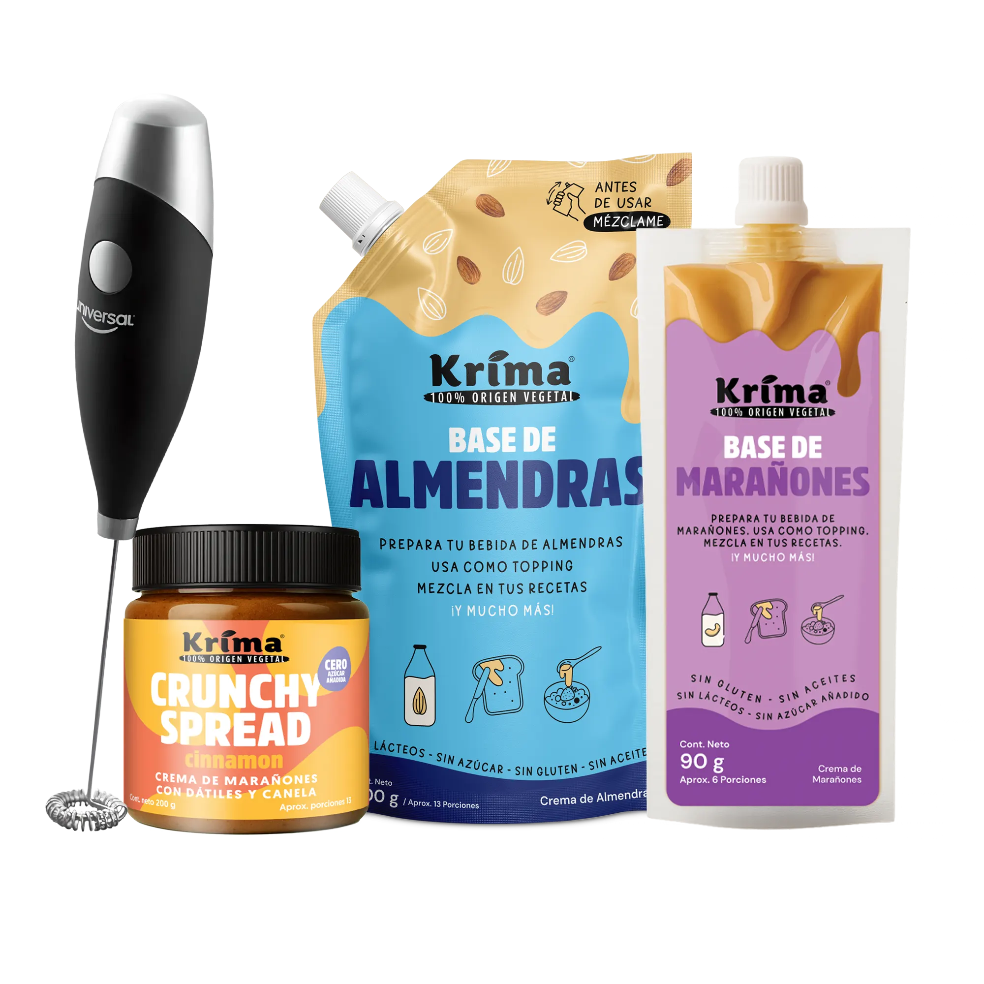 Combo navidad: Batidor + Base 200gr + Crunchy 200gr + Base 90gr