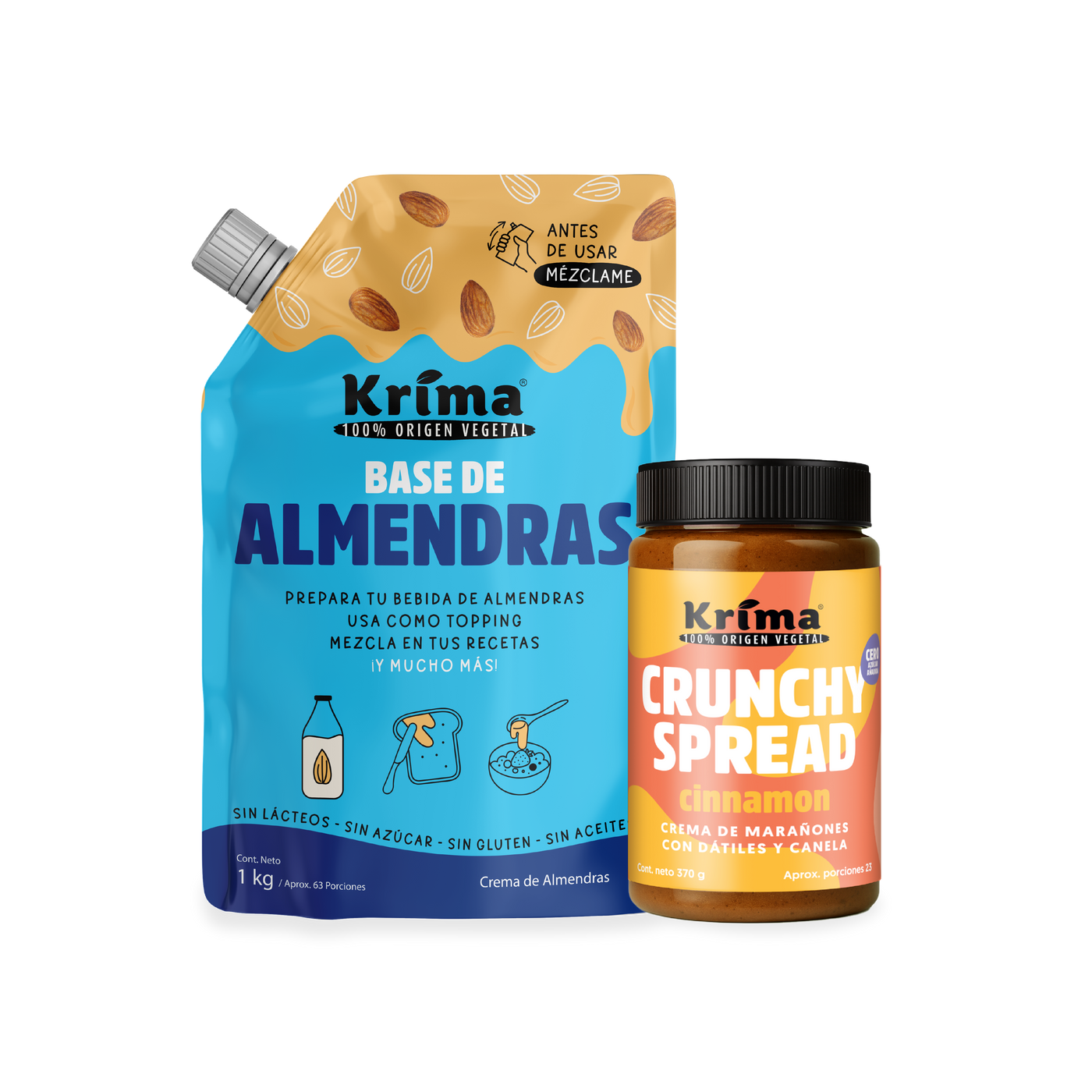 Combo para compartir: 1 Base de 1 kg + 1 Crunchy Spread 370g