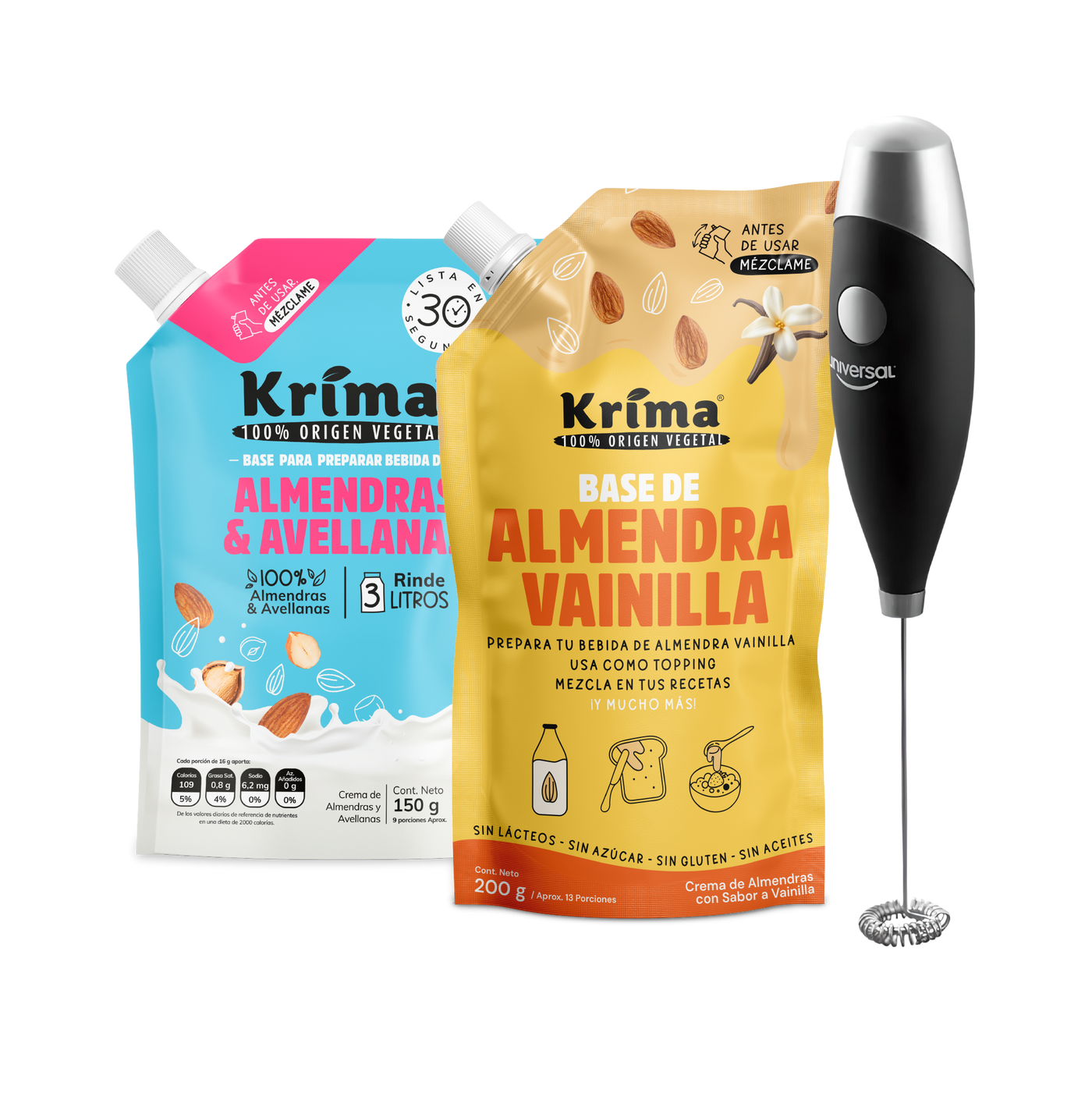 Combo para Disfrutar: 1 Base Almendras Avellanas + 1 Base a elección + 1 mezclador