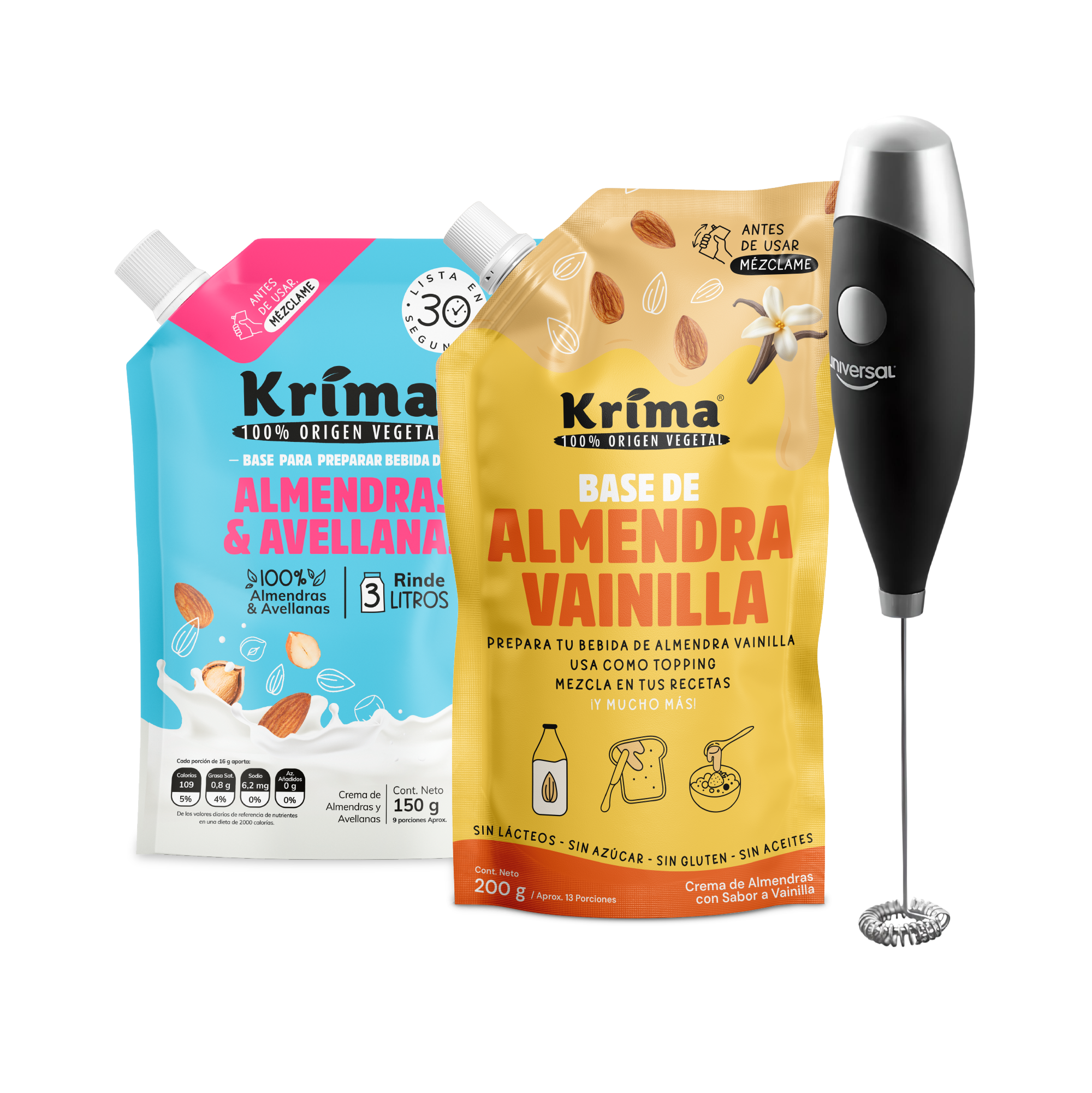 Combo para Disfrutar: 1 Base Almendras Avellanas + 1 Base a elección + 1 mezclador