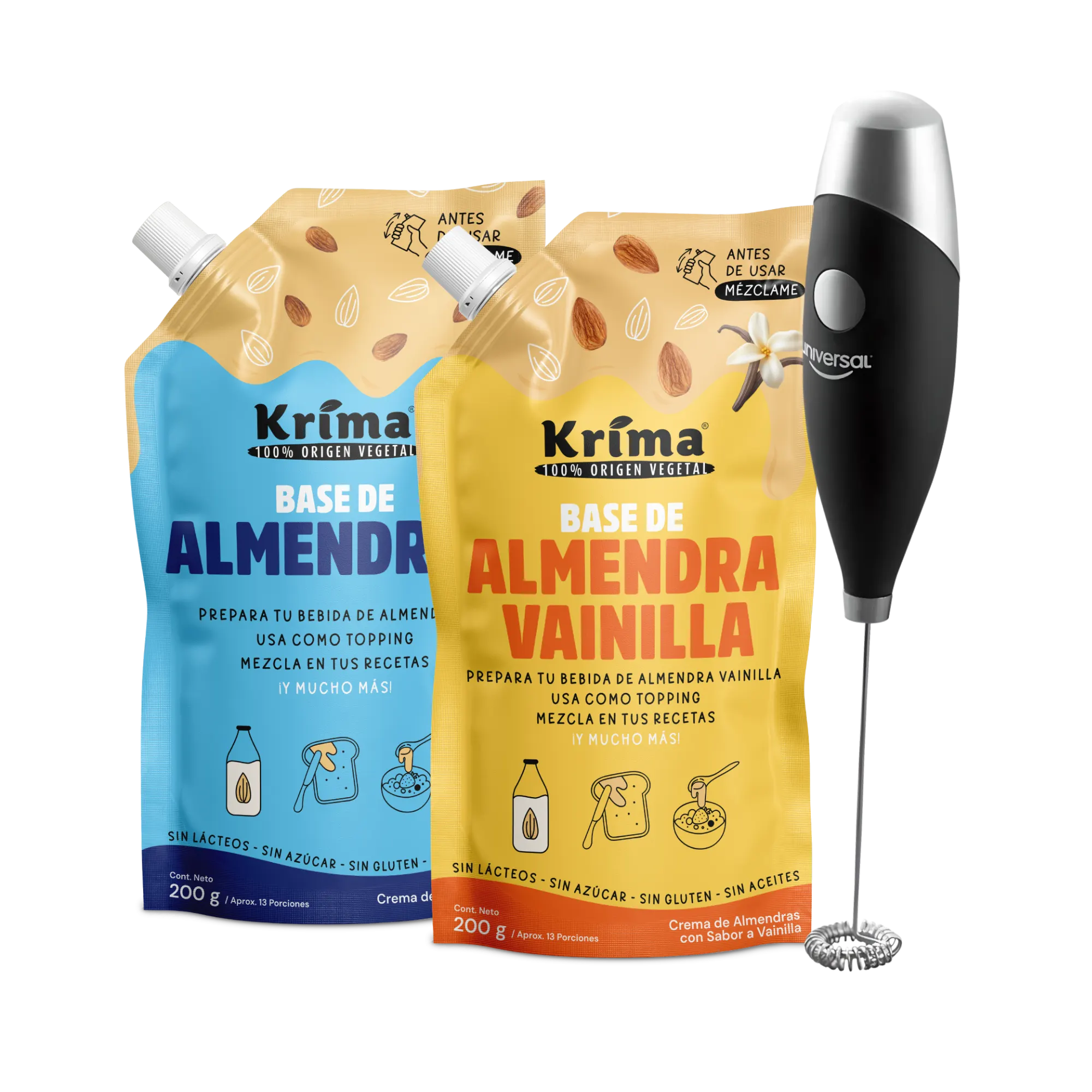 Rutina de la mañana:  2 bases 100% nueces de 200g + batidor eléctrico GRATIS