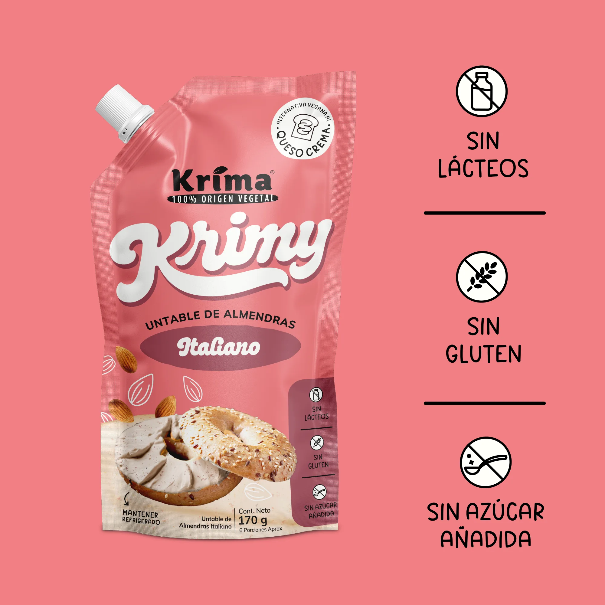 Queso Crema de Almendras Krimy Italiano 170g