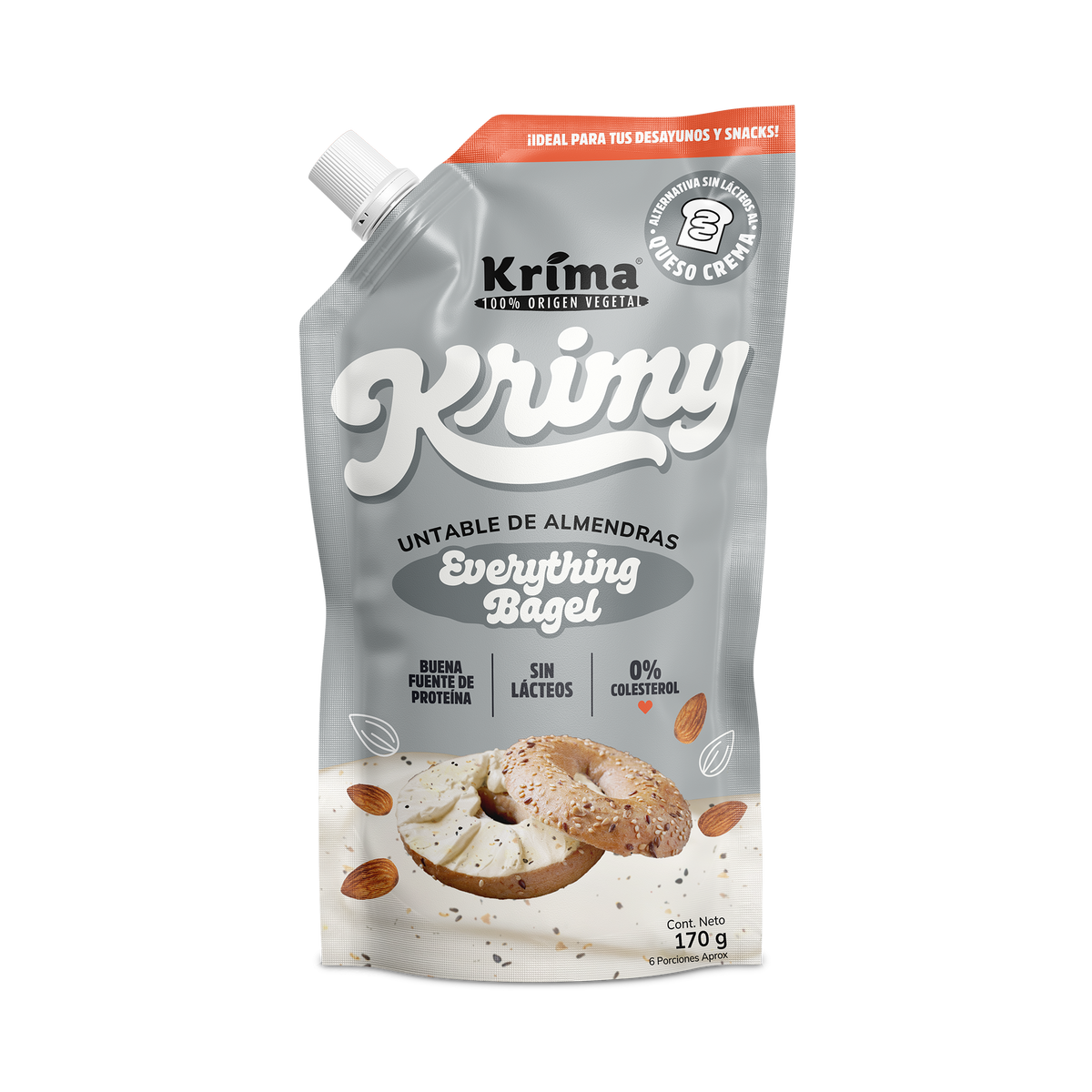 Queso Crema de Almendras Krimy Everything Bagel 170g