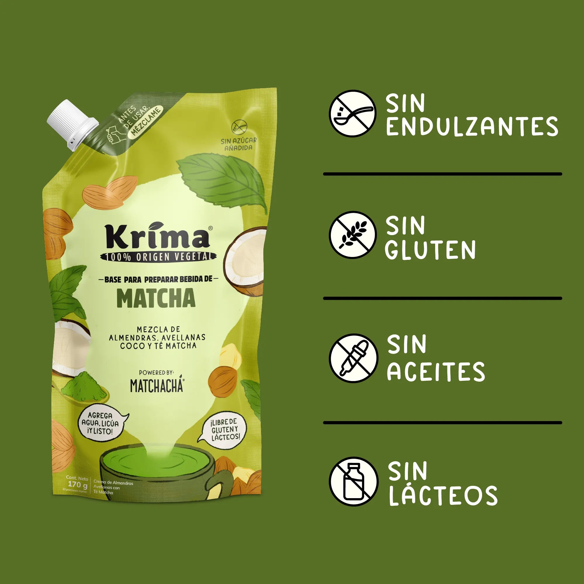 Base para Leche de Almendras & Té Matcha 170g - Bebida Vegetal
