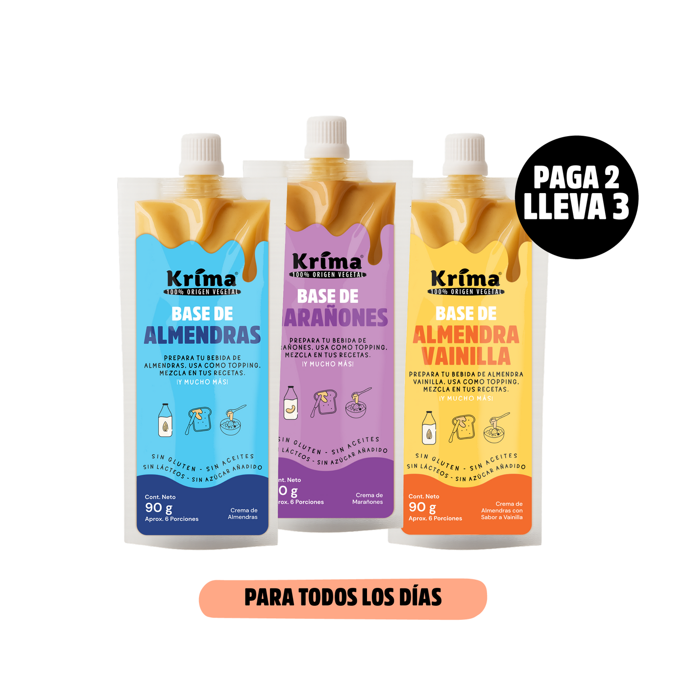 Pack Bienestar Paga 2 Lleva 3, Bases 90grs