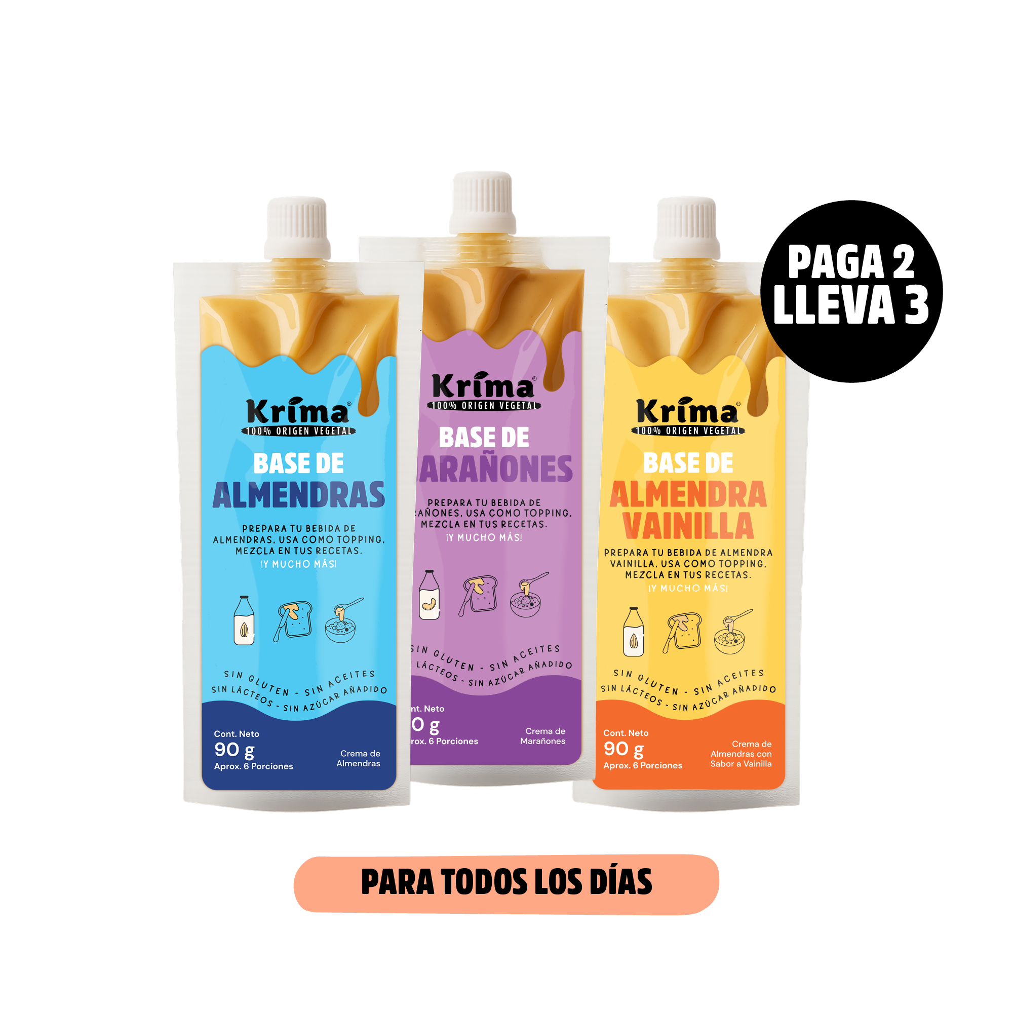 Pack Bienestar Paga 2 Lleva 3, Bases 90grs